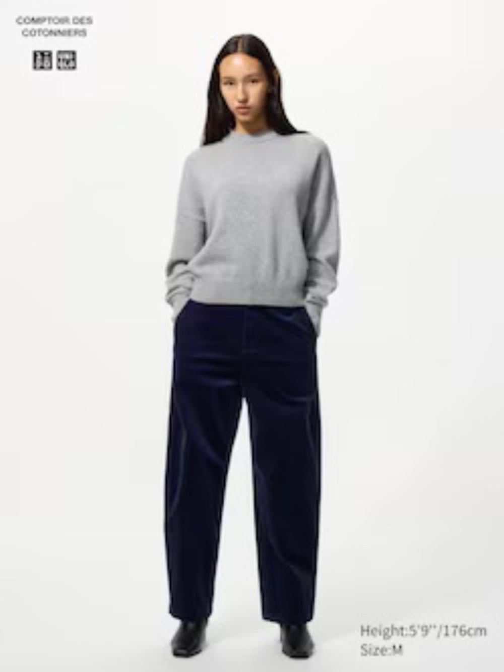 Uniqlo COMPTOIR DES COTONNIERS Corduroy Curve Pants Sz M Blue Chic